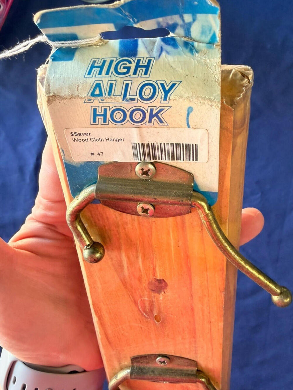 Saver Wood Wall Mounted Coat Rack Panel w 5 Tail Metal Hooks Brown 47
